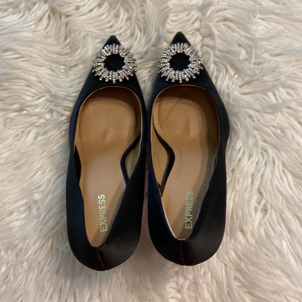 Very elegant Express high heel shoes size 10 brand new color black with silver - Picture 14 of 16